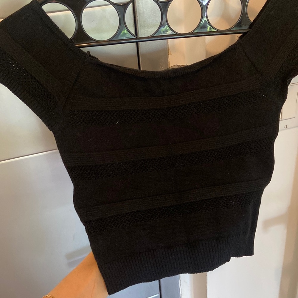 Reformation Black Stretch Knit Crop Top